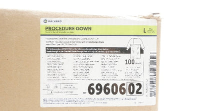 Halyard 6960602 Procedure Gown, Blue, Knit Cuffs, Size Large - Pack of 100